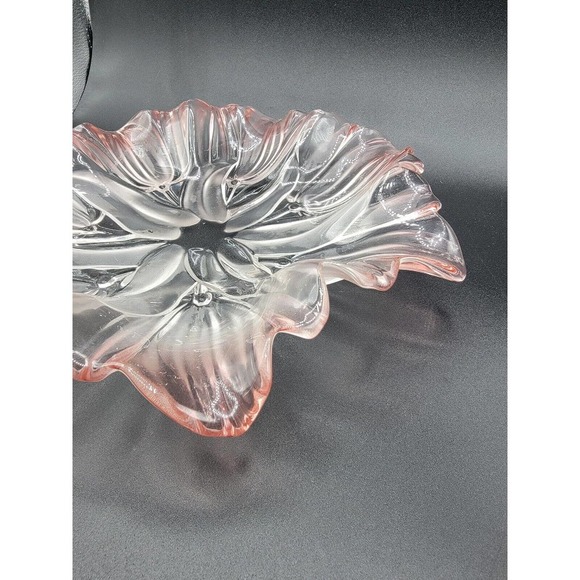 Mikasa Walther Frosted Glass Pink Tulip Dish/Platter Vintage - Picture 4 of 6